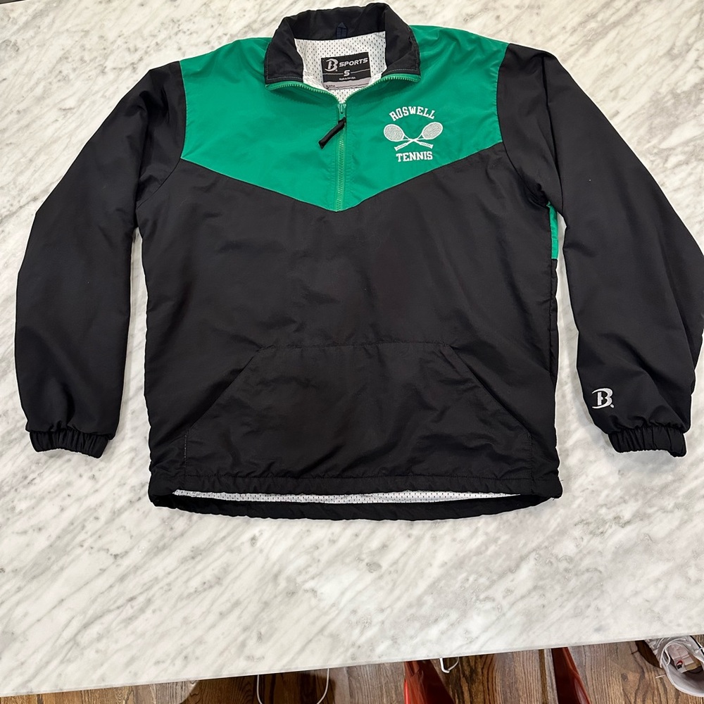 small green and black Bsports VINTAGE Roswell Tennis windbreaker MADE IN USA